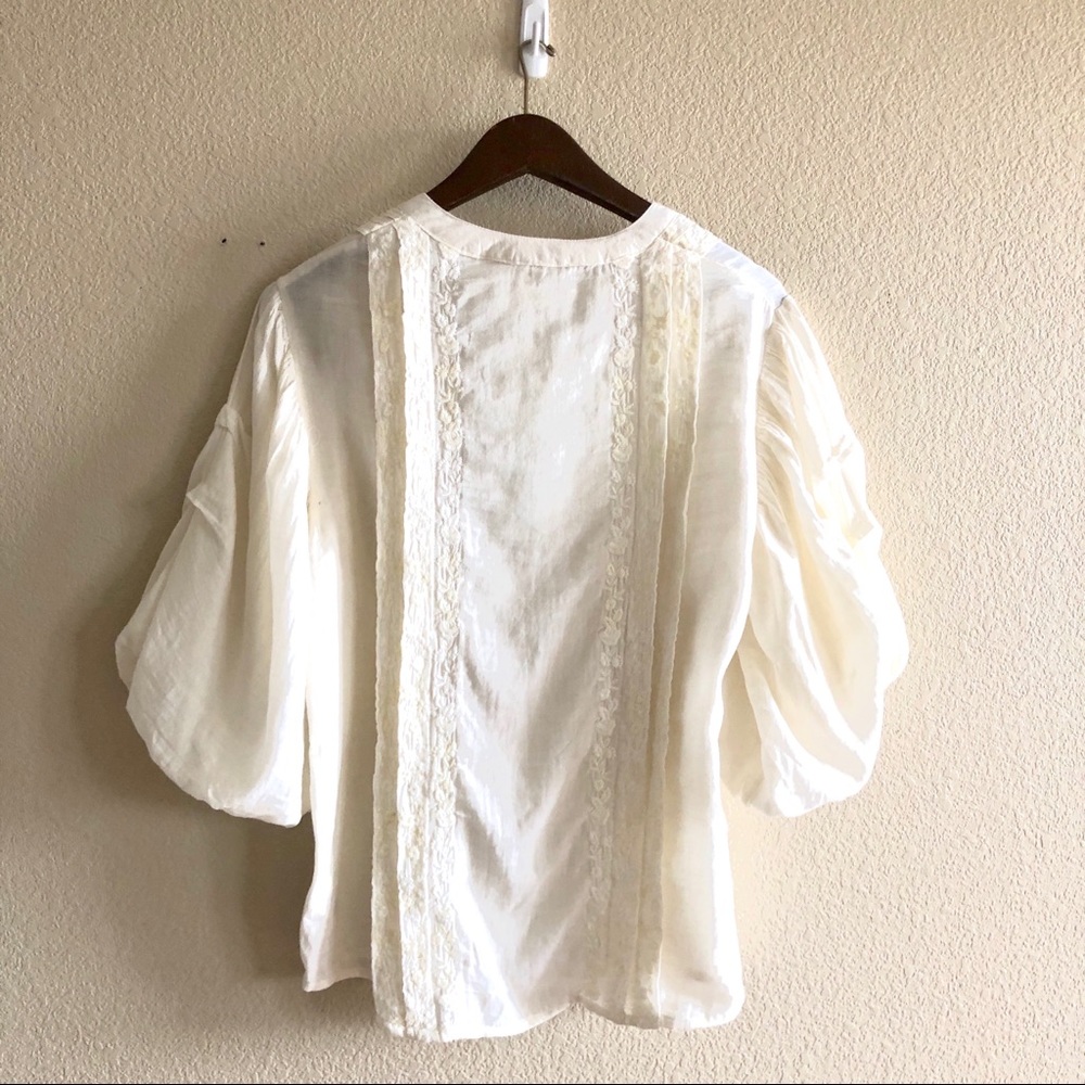 Free People || Ivory Button Blouse - Picture 4 of 10